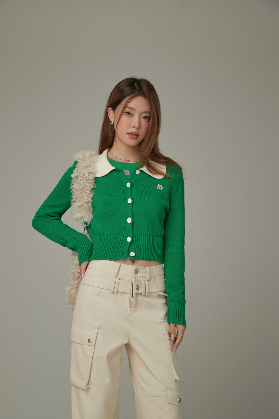 CHUU Color Collar Knit Cardigan