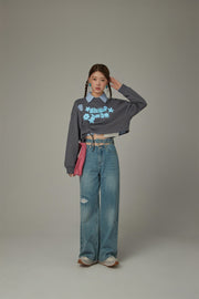 Logo Heart String Crop Sweatshirt