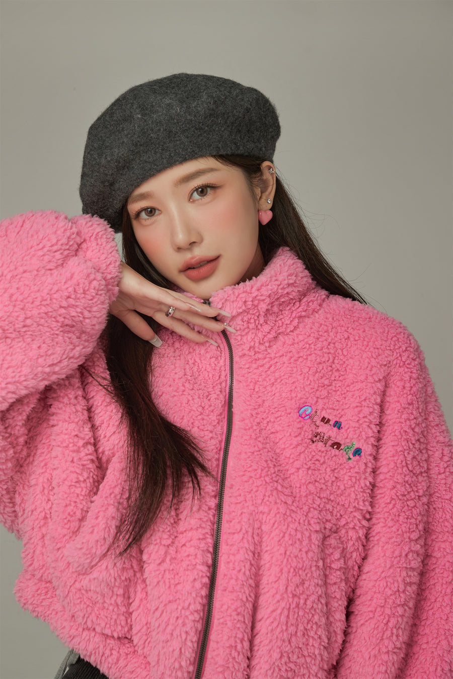 CHUU Color Fleece Loose Zip-Up Jacket