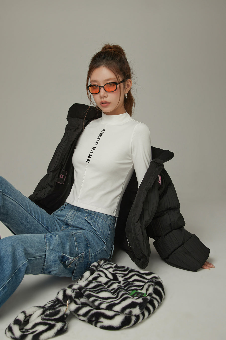 CHUU Oversized Simple Padded Cut Hem Jacket