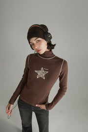 Star High Neck Stitch Top