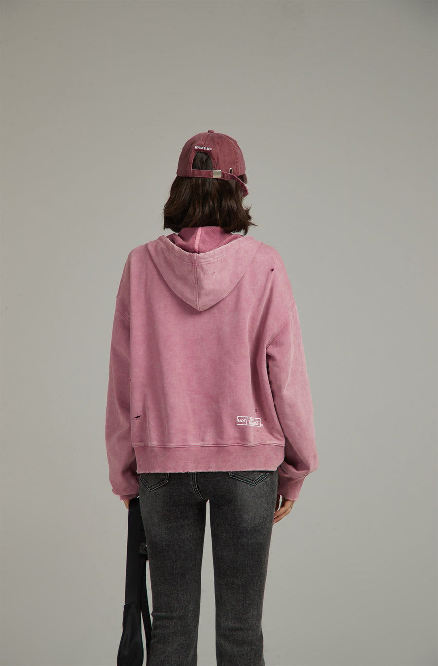 CHUU Vintage Distressed Zip Up Hoodie