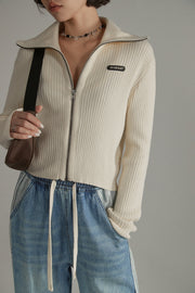 High Neck Zip-Up Cardigan