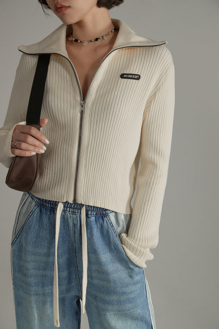 CHUU High Neck Zip-Up Cardigan