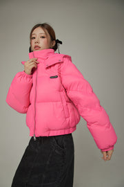 Colored Hooded Simple Padded Jacket