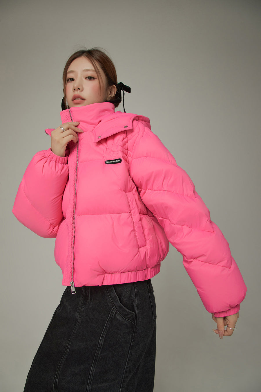 CHUU Colored Hooded Simple Padded Jacket