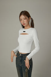 Center Cutout Long Sleeve Slim T-Shirt