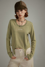 Simple Unbalanced Long Sleeve T-Shirt