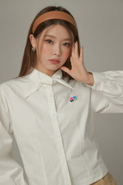 Point Collar Puff Sleeve Shirt