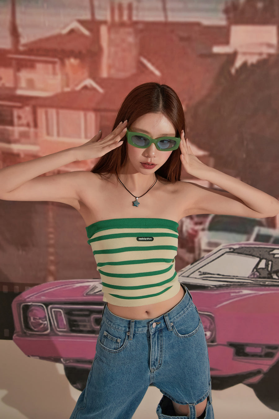 CHUU Striped Tube Crop Top