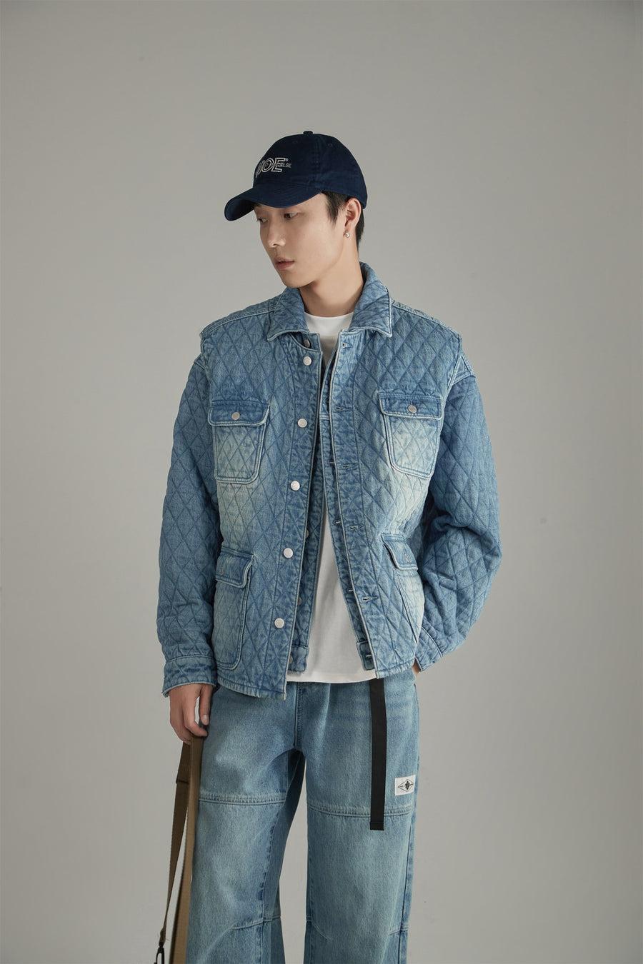 CHUU Pocket Quilted Denim Vest