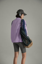 Colorblocked Boxy Sports Style Casual Drawstring Jacket