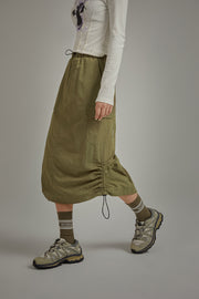 Elastic Waist String Shirring Skirt