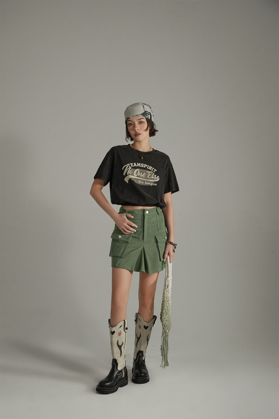 CHUU Team Spirit Printed Cropped Sporty Top