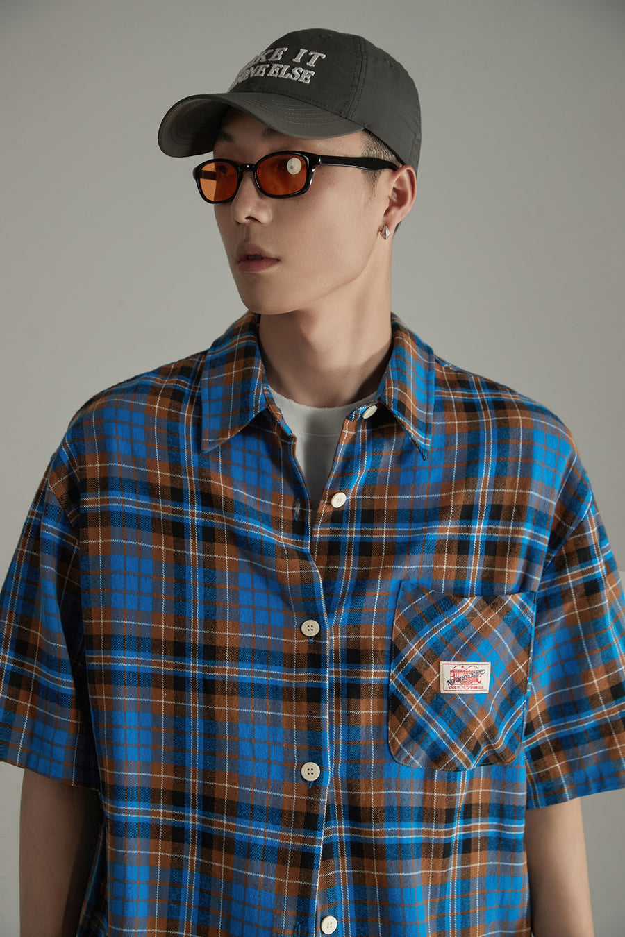 CHUU Check Loose-Fitting Short Sleeve Shirt