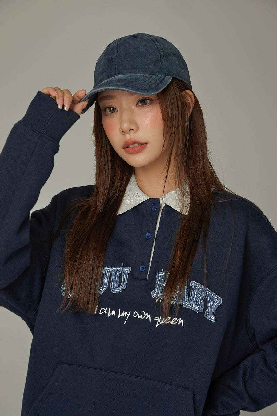 CHUU Polo Neck Boxy Sweatshirt