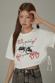 Heart Cherry Boxy Crop Loosefit T-Shirt