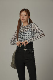 Round Neck Layered Unbalanced Slim Long Sleeved Top