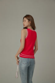 Contrast Color Lovely Heart Sleeveless Top