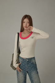 Unbalanced Round Neck Long Sleeves Top