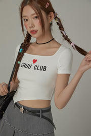 Square Neck Chuu Club Unbalanced T-Shirt