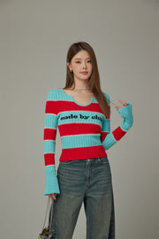 Logo Color Stripe Knit Sweater