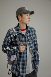 Retro Check Stitching Long Sleeve Shirt