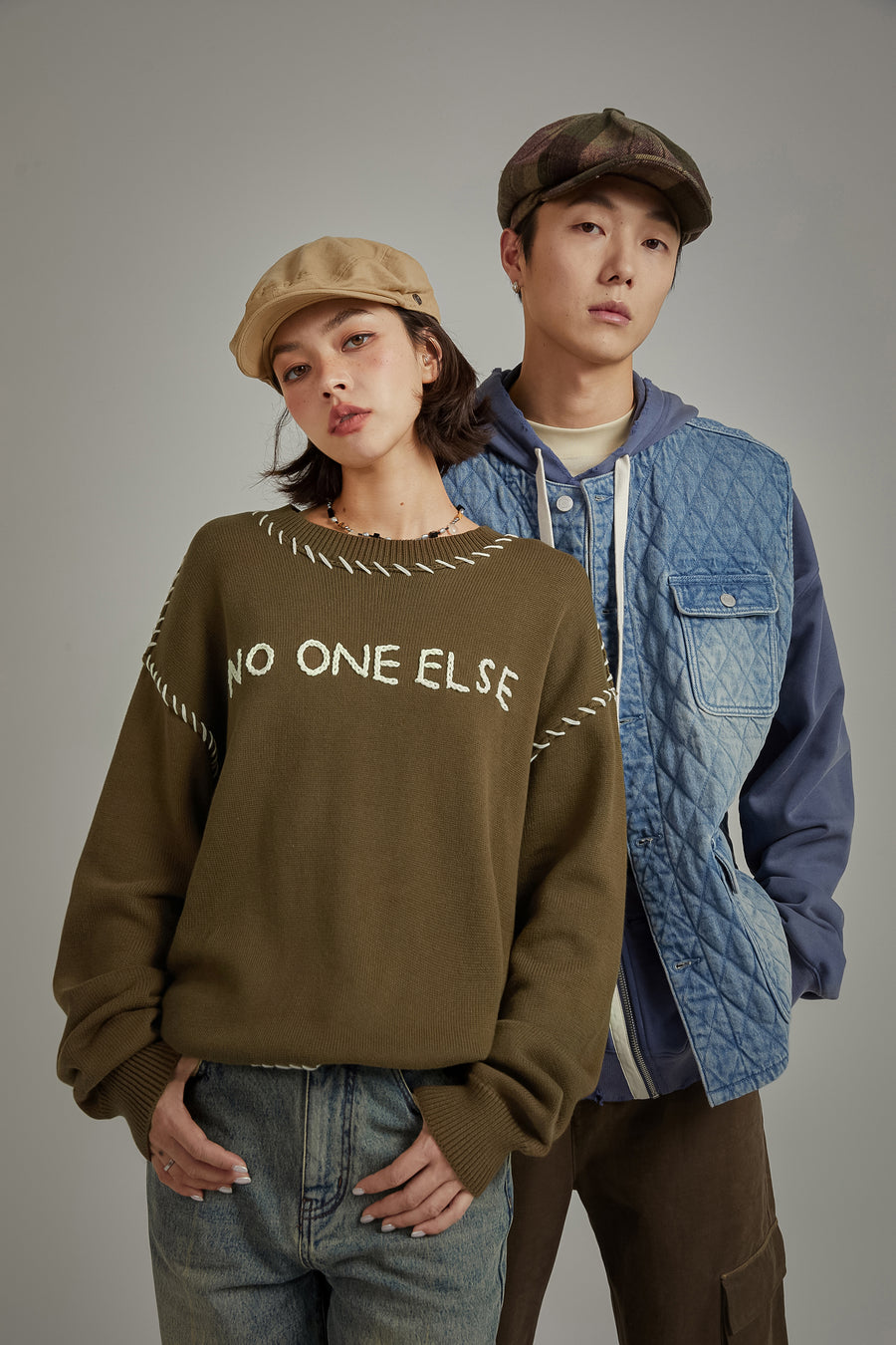 CHUU Logo Boxy Stitch Knit Sweater