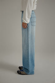 High Waist Loose Wide Leg Washed Wide Jeans