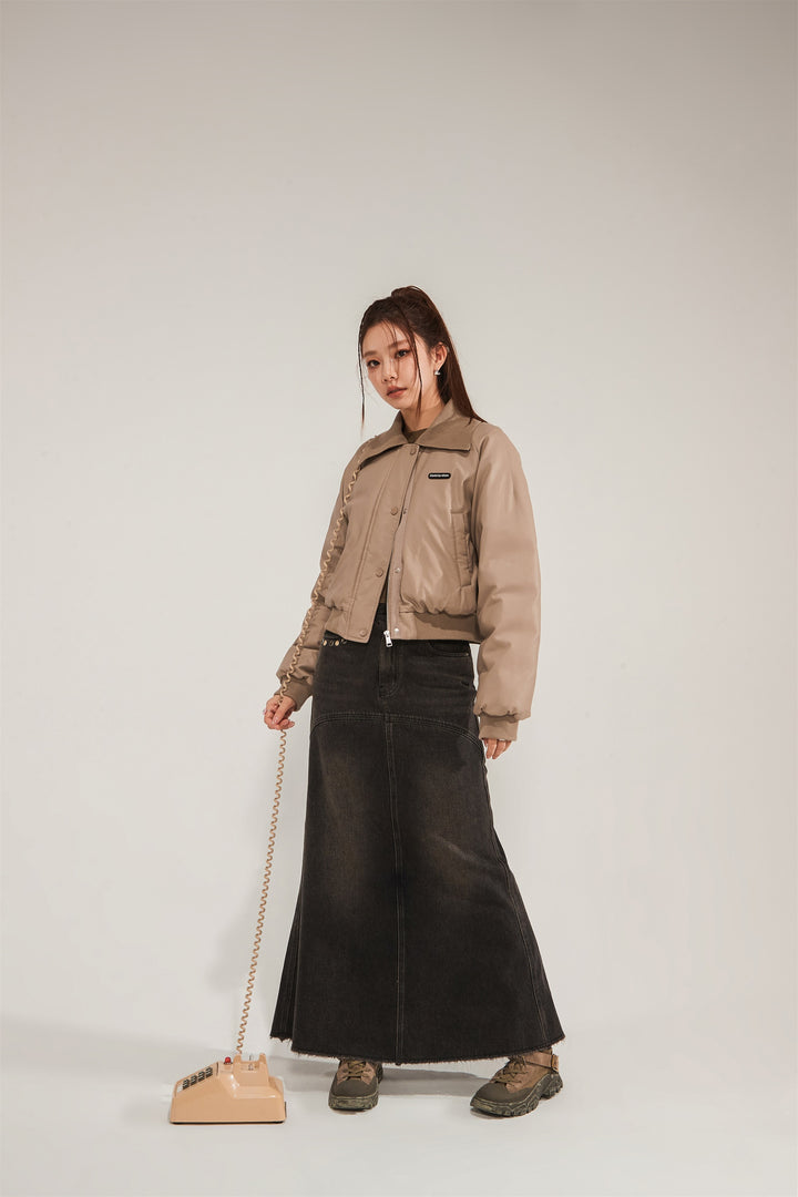 Slit Denim Long Skirt