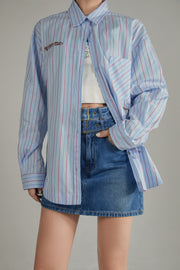 Embroidered Striped Basic Shirt