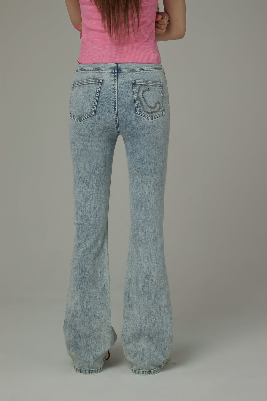 CHUU High Waisted Washed Bootcut Jeans