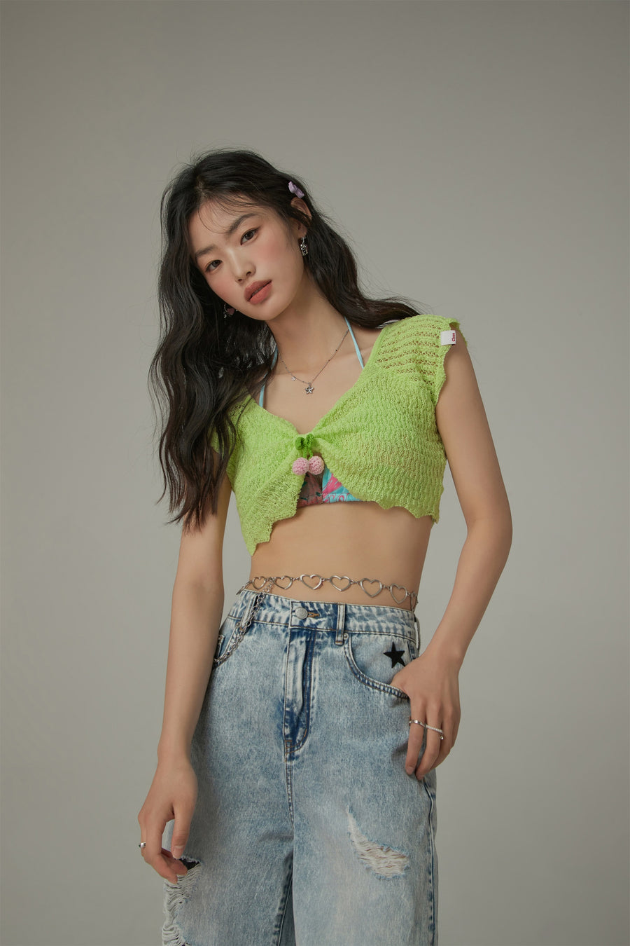 CHUU Cherry Point Summer Knit Bustier Top