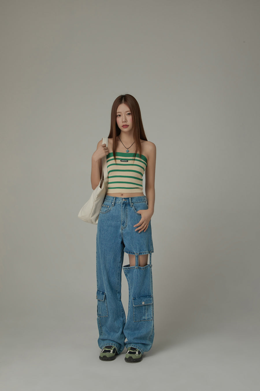 CHUU Striped Tube Crop Top