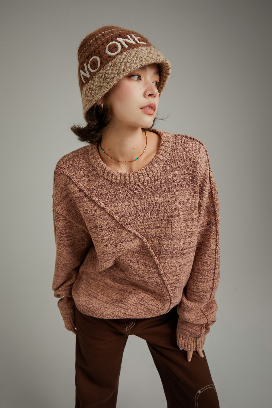 CHUU Diagonal Boxy Knit Sweater