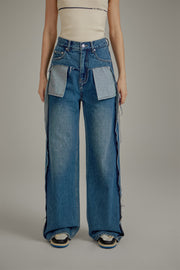 Point Pock Baggy Denim Jeans