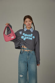 Logo Heart String Crop Sweatshirt