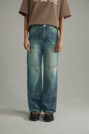 Colored Straight Wide Denim Pants