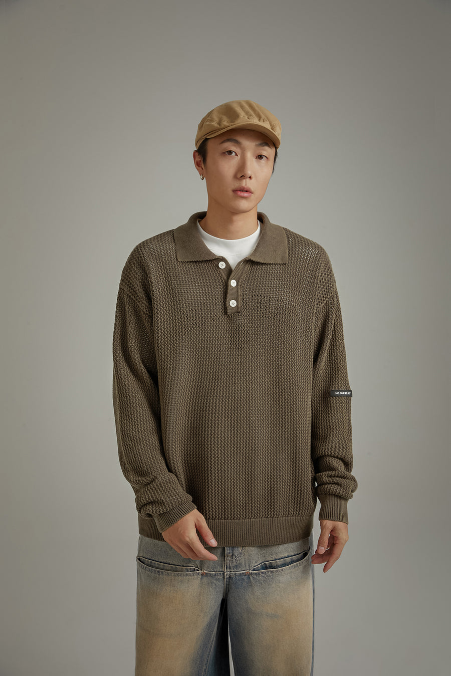 CHUU Polo Neck Loose Knit Sweater