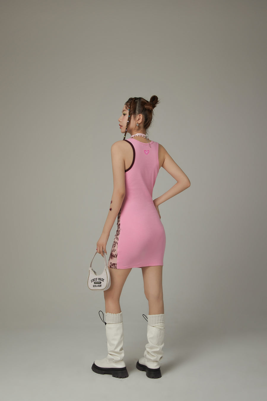 CHUU Square Color Combination Sleeveless Mini Dress