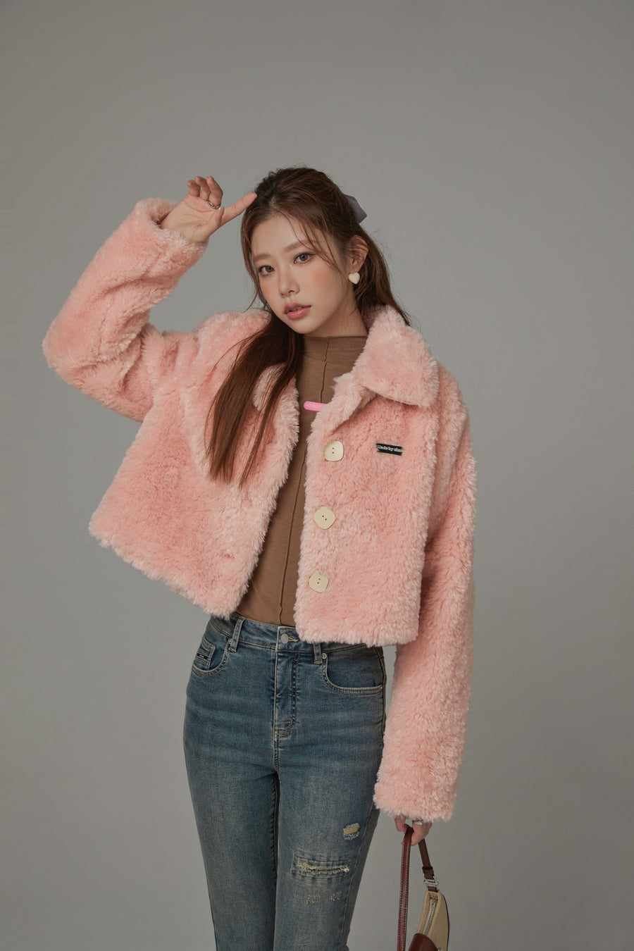 CHUU Fleece Collar Button Jacket