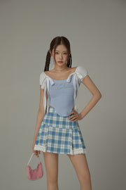 Unbalanced Chuu Lettering Ribbon Short Sleeve Top