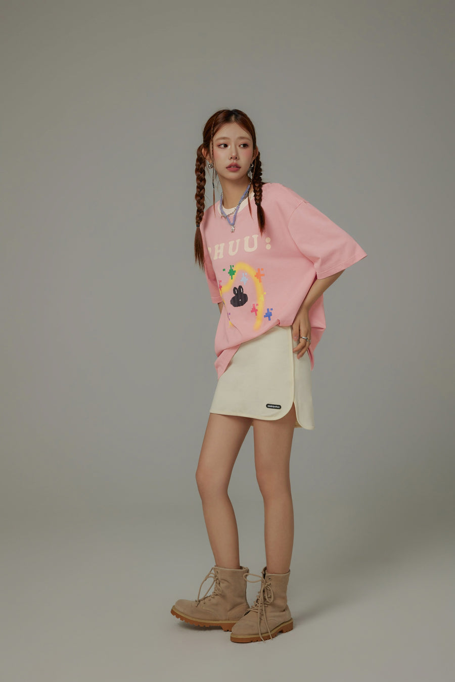 CHUU Pixel Print Loose-Fitting T-Shirt