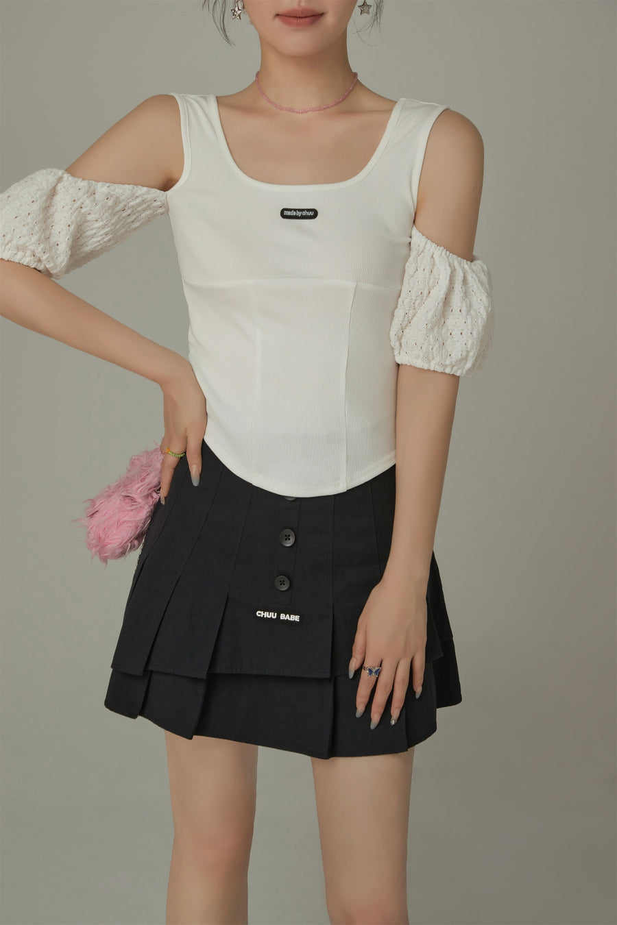 CHUU Puff Sleeve Off The Shoulder Blouse