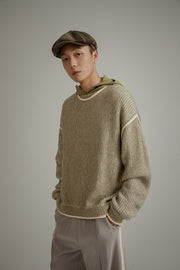 Line Color Combination Loose Knit Sweater