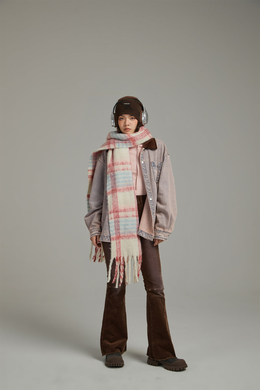 CHUU Fringe Check Muffler