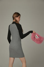 Color Matching Half Zip-Up Dress