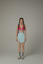 Waist String Slim Unbalanced Mini Skirt