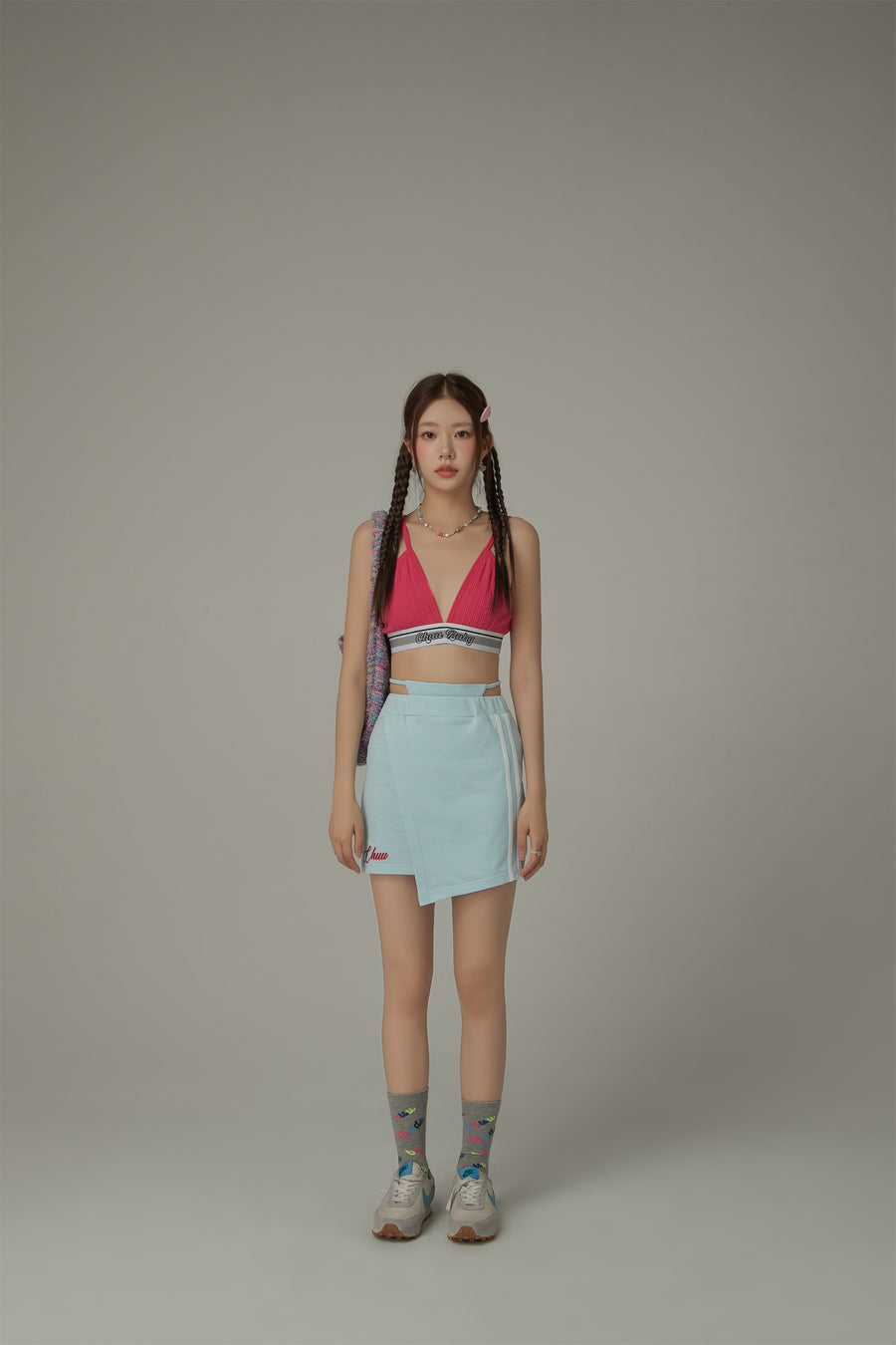 CHUU Waist String Slim Unbalanced Mini Skirt