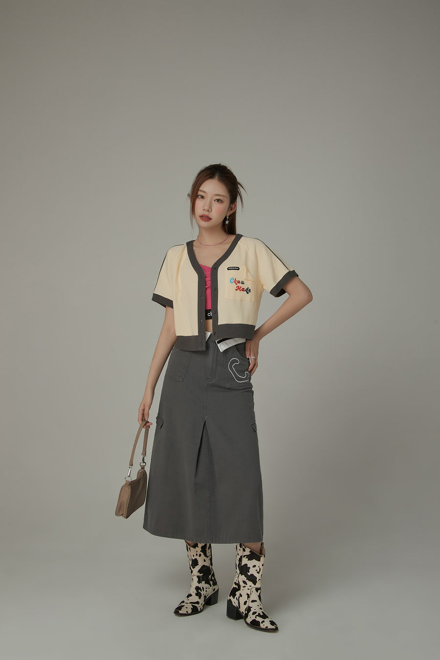 CHUU V-Neck Short Sleeves Button Knit Cardigan